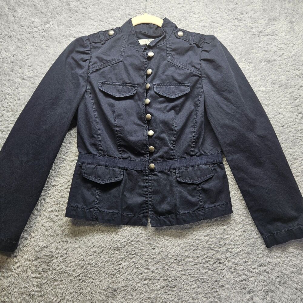 Loft Navy Blue Nautical Jacket Womens Size 4 Petite Lightweight Button Up Sailor